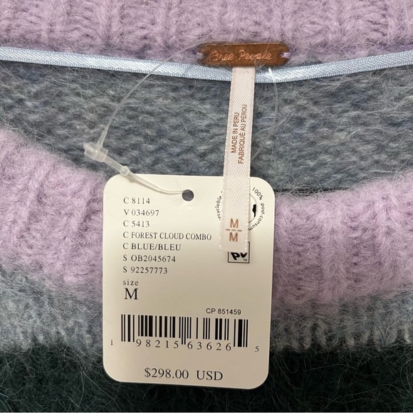 FREE PEOPLE Alpaca Wool Paris Sweater / Forest Cloud Combo Size M - Picture 8 of 12